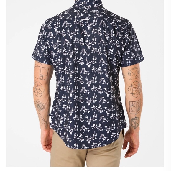 7 Diamonds Mens 4 Way Stretch Short Sleeve Button Up Shirt Floral Size Small - Picture 2 of 7